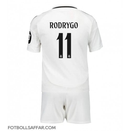 Real Madrid Rodrygo Goes #11 Hemmadräkt Barn 2024-25 Kortärmad (+ Korta byxor)